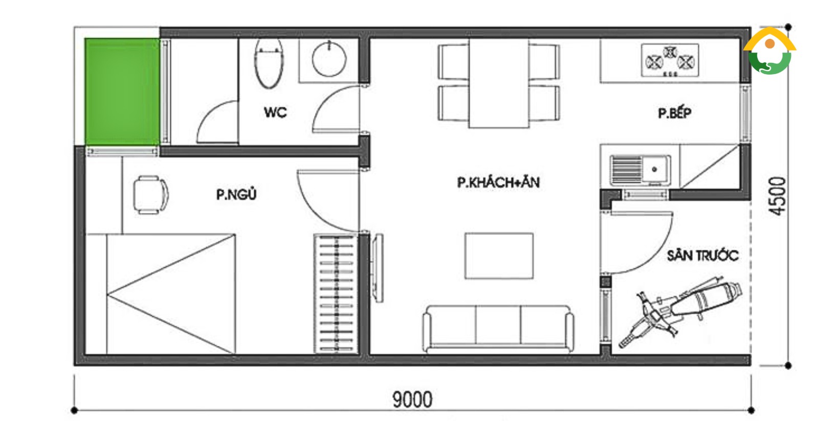 Bản vẽ nhà cấp 4 mái bằng