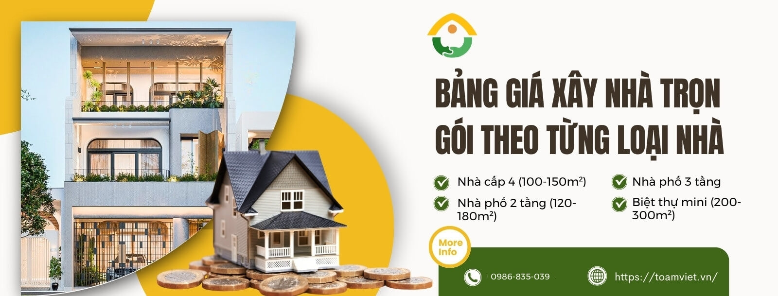 Bảng giá xây nhà trọn gói theo từng loại nhà