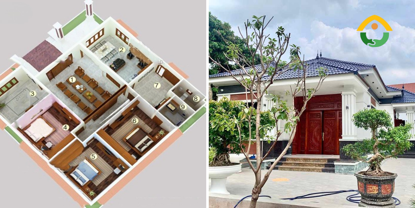 bố trí nhà cấp 4 nông thôn 3 phòng ngủ