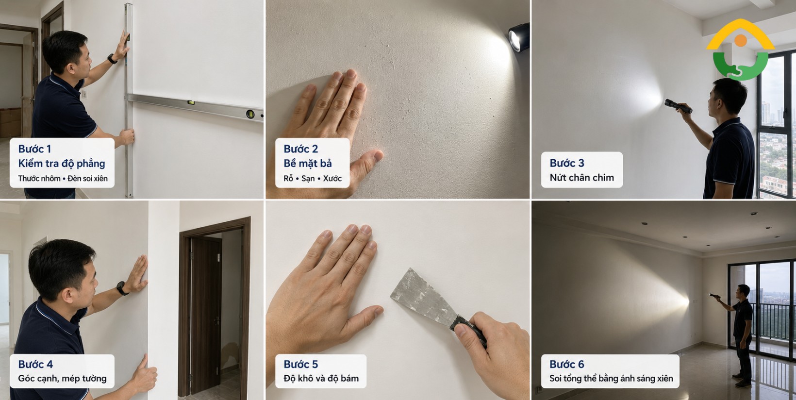 các bước nghiệm thu tường bả bột