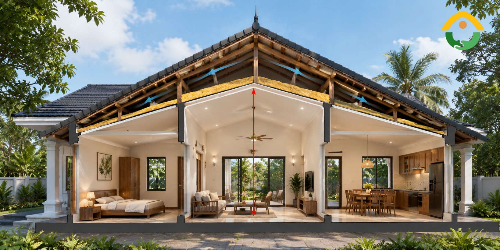 chiều cao trần nhà cấp 4 mái thái