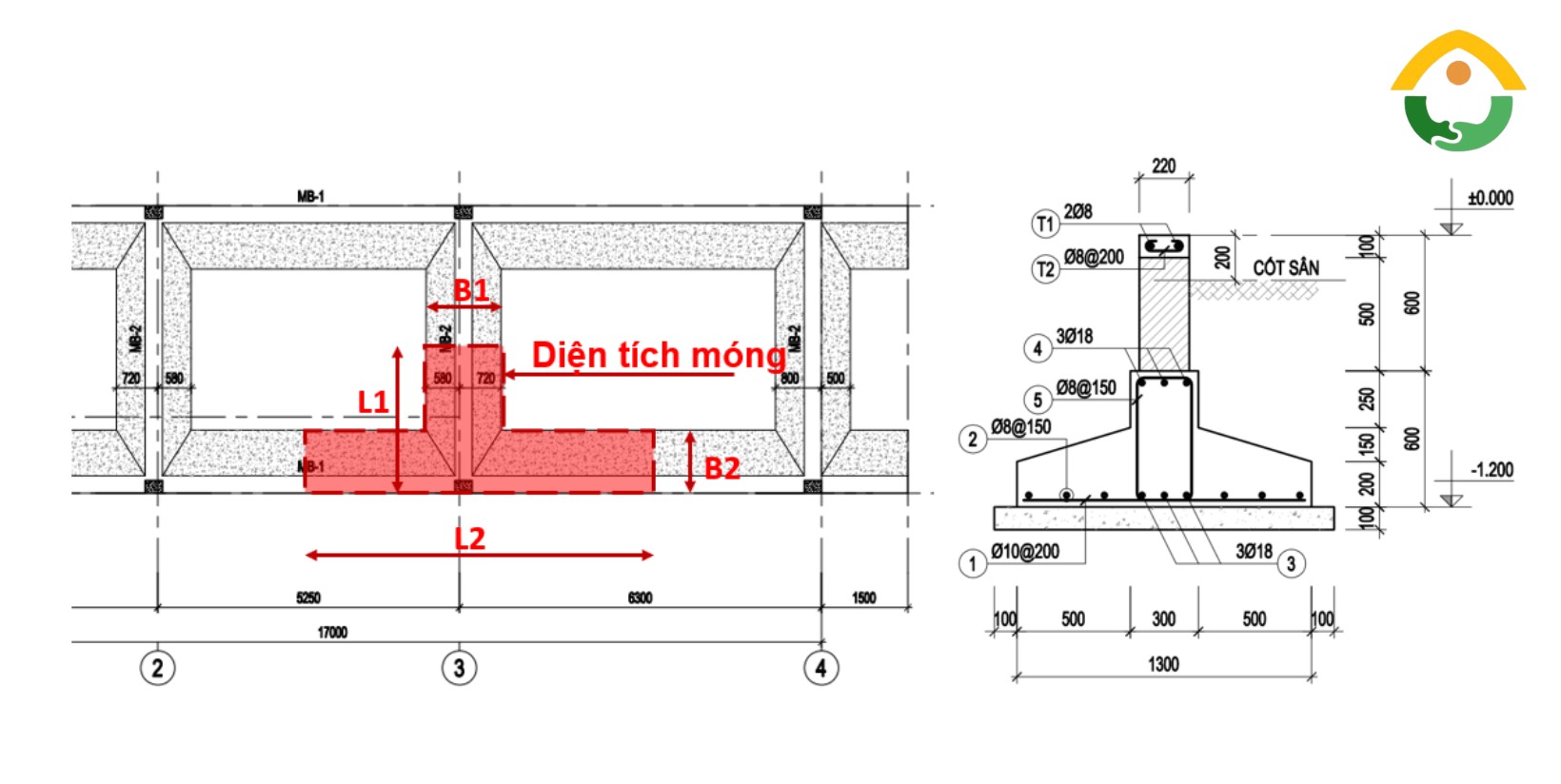 Chọn phương án móng theo bản vẽ