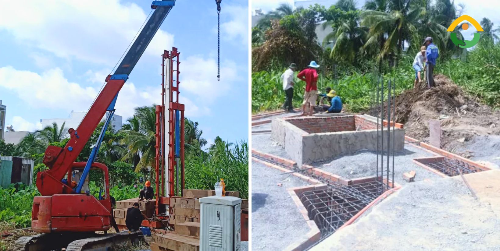 Chuẩn bị mặt bằng và thi công nền móng