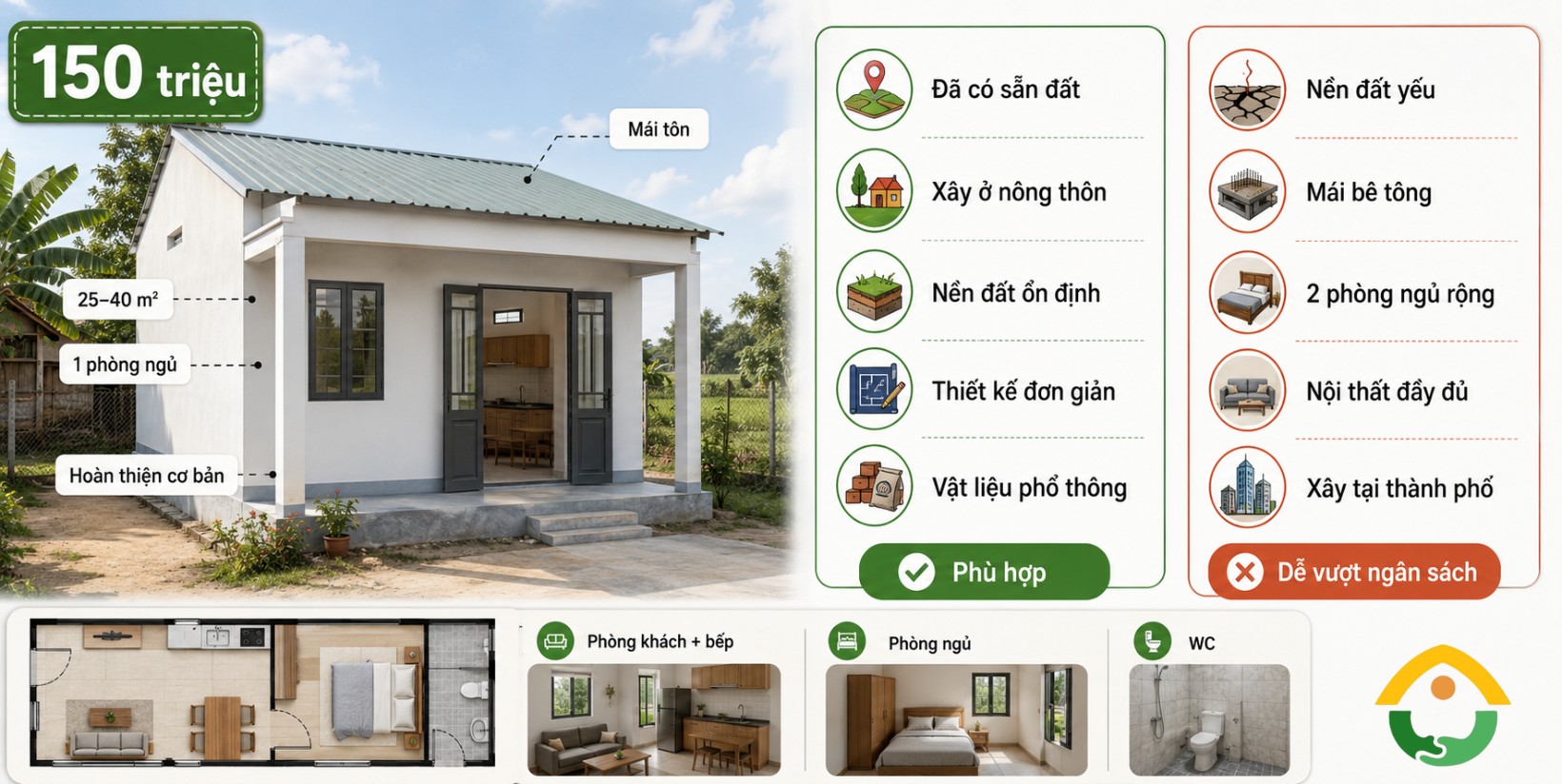 điều kiện để xây nhà 150 triệu