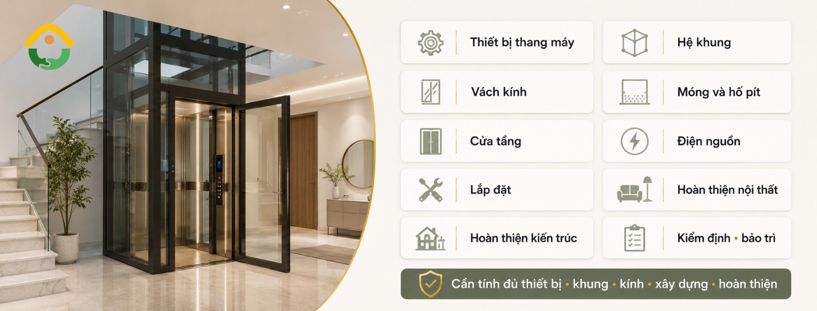 giá lắp đặt thang máy kính