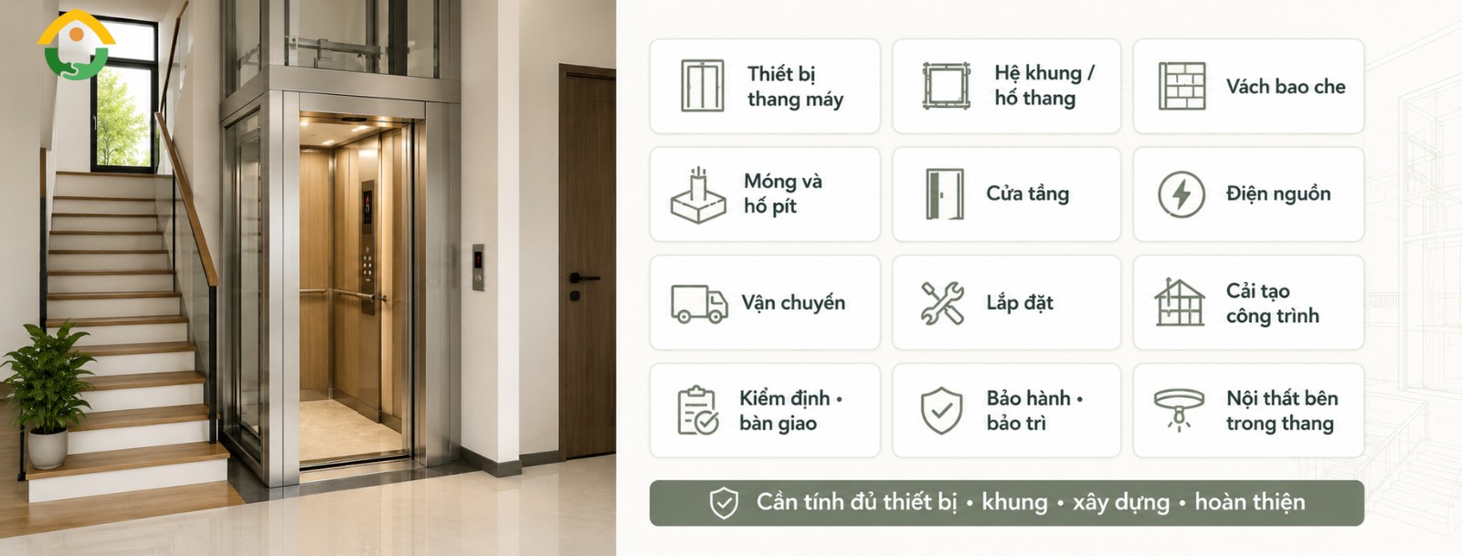 Giá thang máy gia đình 200kg
