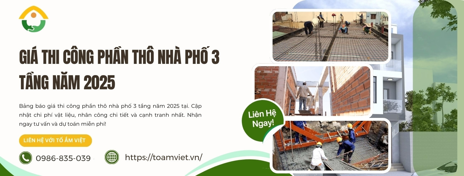giá thi công thô nhà phố ba tầng
