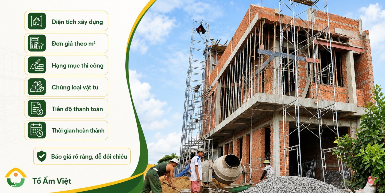 giá xây nhà trọn gói gồm hạng mục gì
