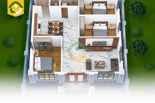 Bản vẽ nhà cấp 4 3 phòng ngủ