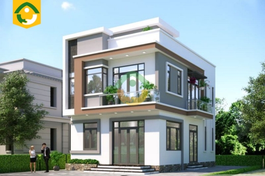 mẫu nhà vuông 2 tầng đẹp