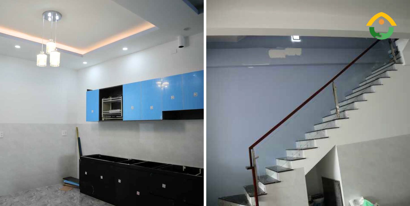 hoàn thiện phòng khách và nhà bếp
