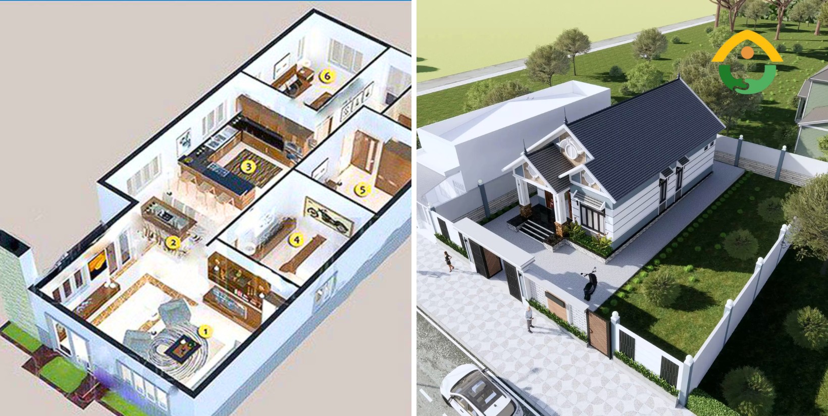 Kích Thước Phòng Cho Nhà Cấp 4 Mái Thái 8x12m