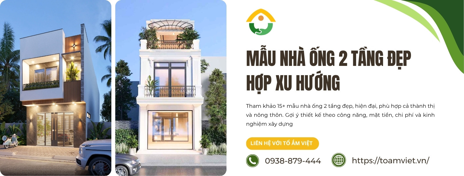 mẫu nhà ống 2 tầng đẹp hợp xu hướng