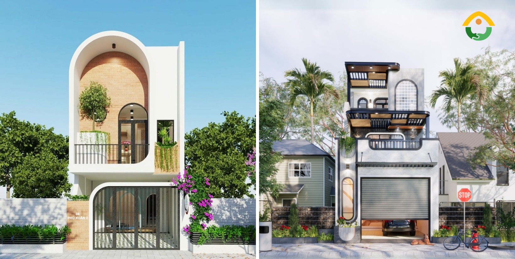 Mẫu nhà ống hai tầng hiện đại