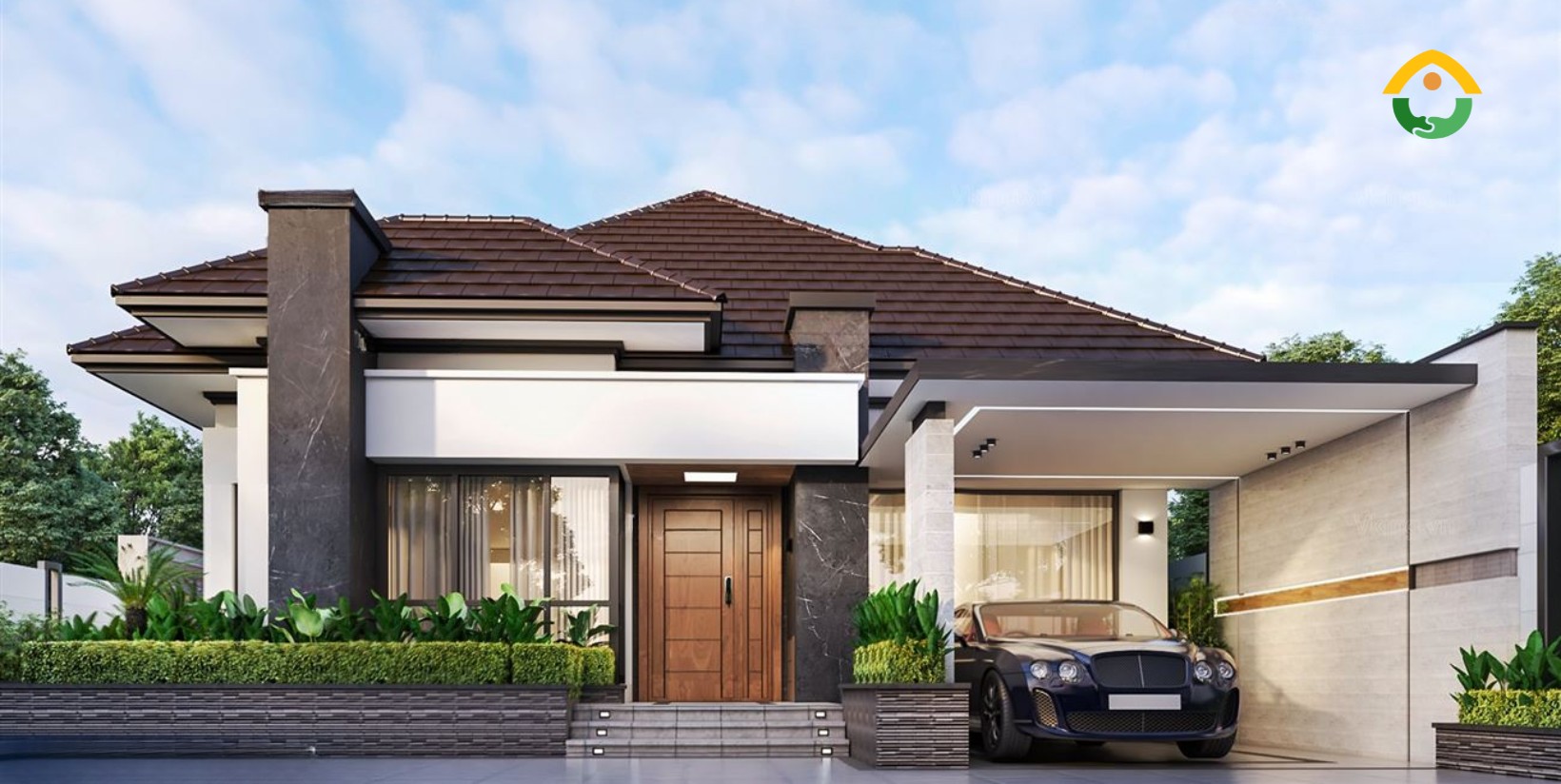 Nhà 1 tầng có gara hiện đại