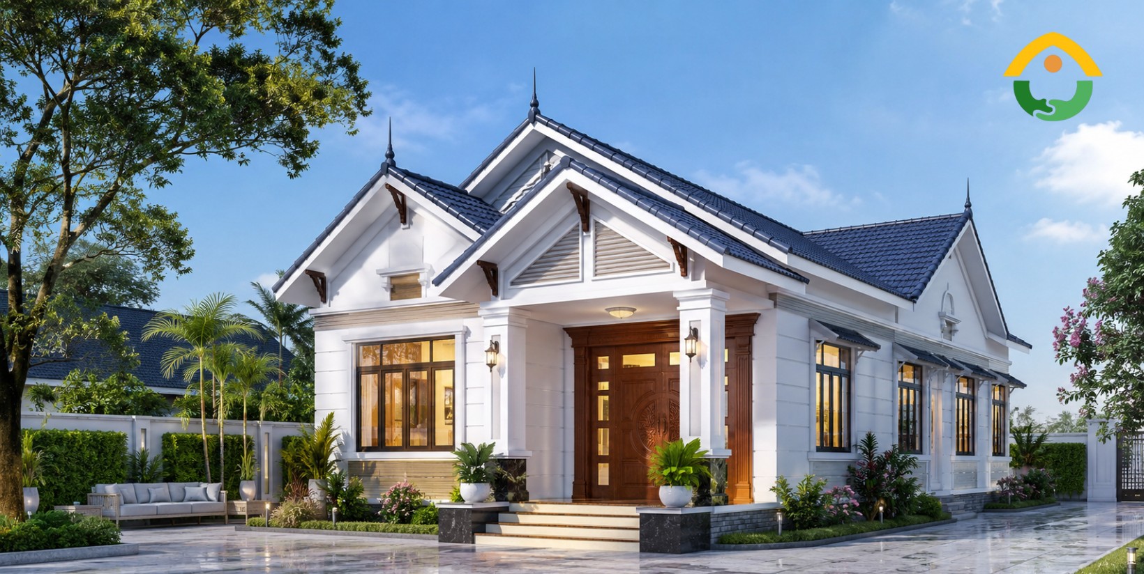nhà cấp 4 mái thái 8x12m đẹp