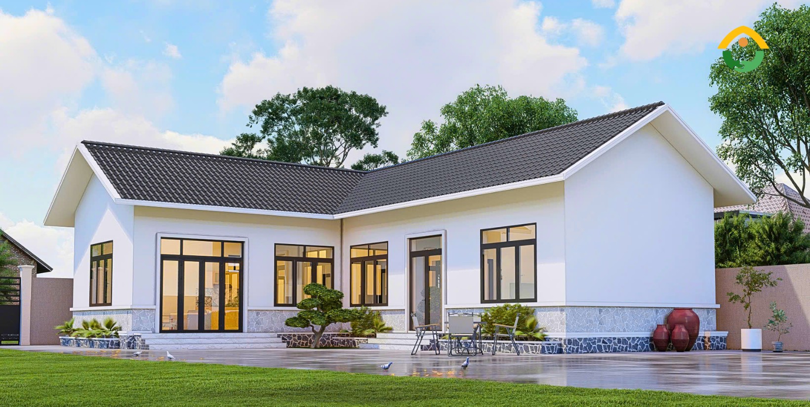 Nhà chữ L mái thái 3 phòng ngủ