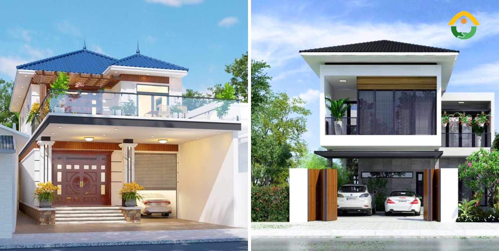 Nhà ống 2 tầng có gara xe