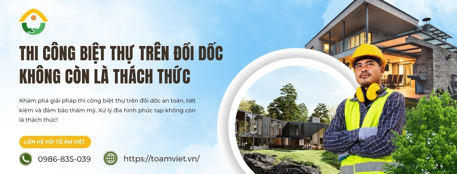 Thi công biệt thự trên đồi dốc