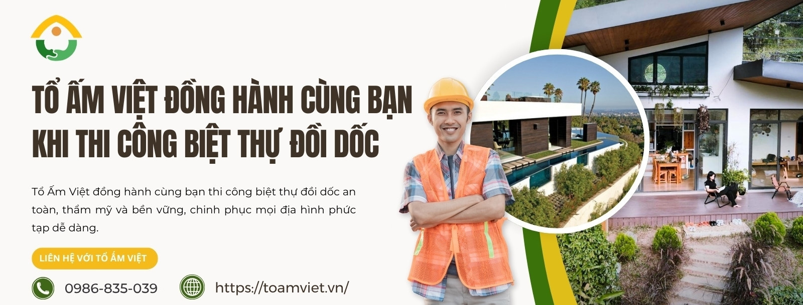 Thi công biệt thự trên đồi dốc chuyên nghiệp