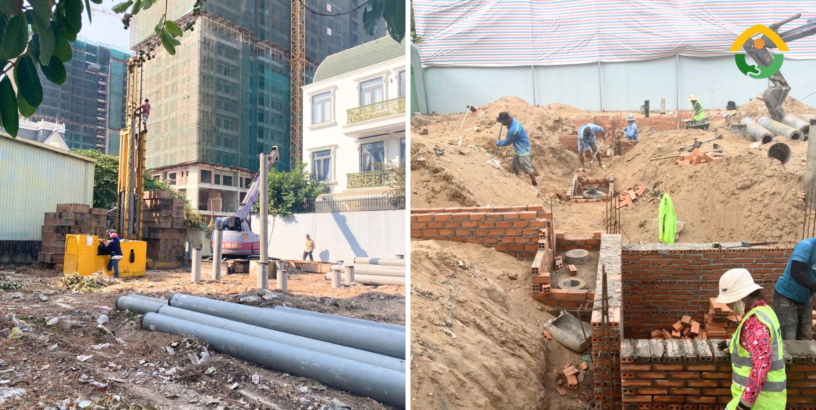 thi công phần móng của biệt thự