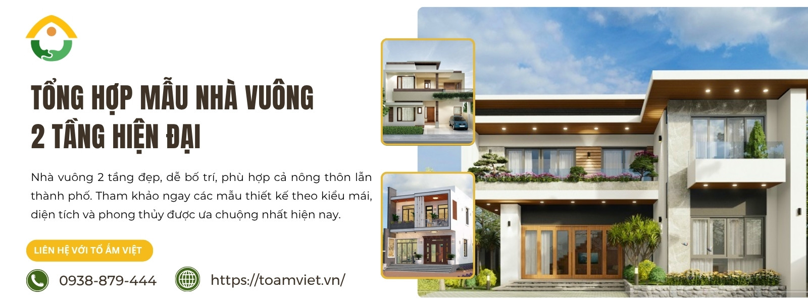 Tổng hợp mẫu nhà vuông 2 tầng hiện đại