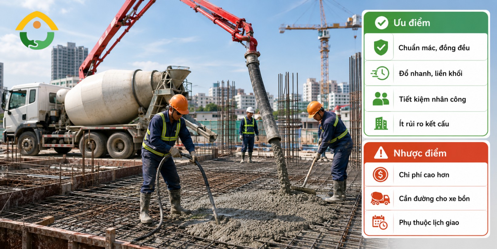 Ưu nhược điểm của bê tông tươi 